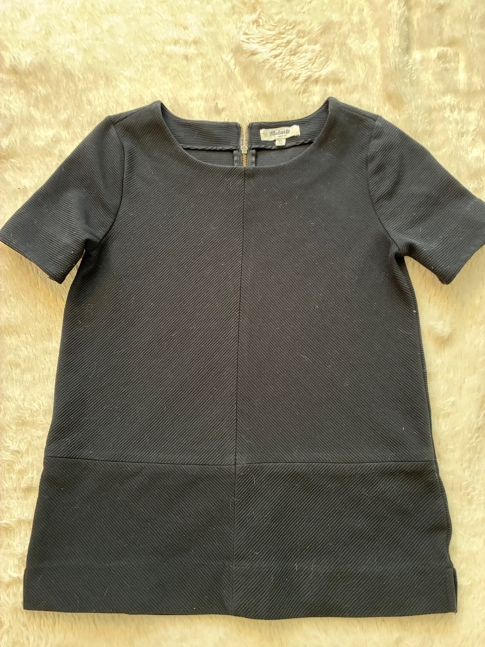 Madewell Black Short-Sleeve Textured Tunic Top